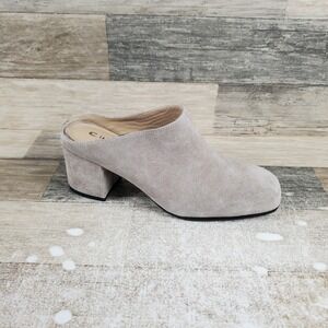 La Canadienne Jasmine Womens Mule Sz 7.5 Suede Block Heel Slip On Clogs